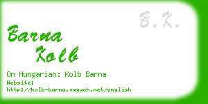 barna kolb business card